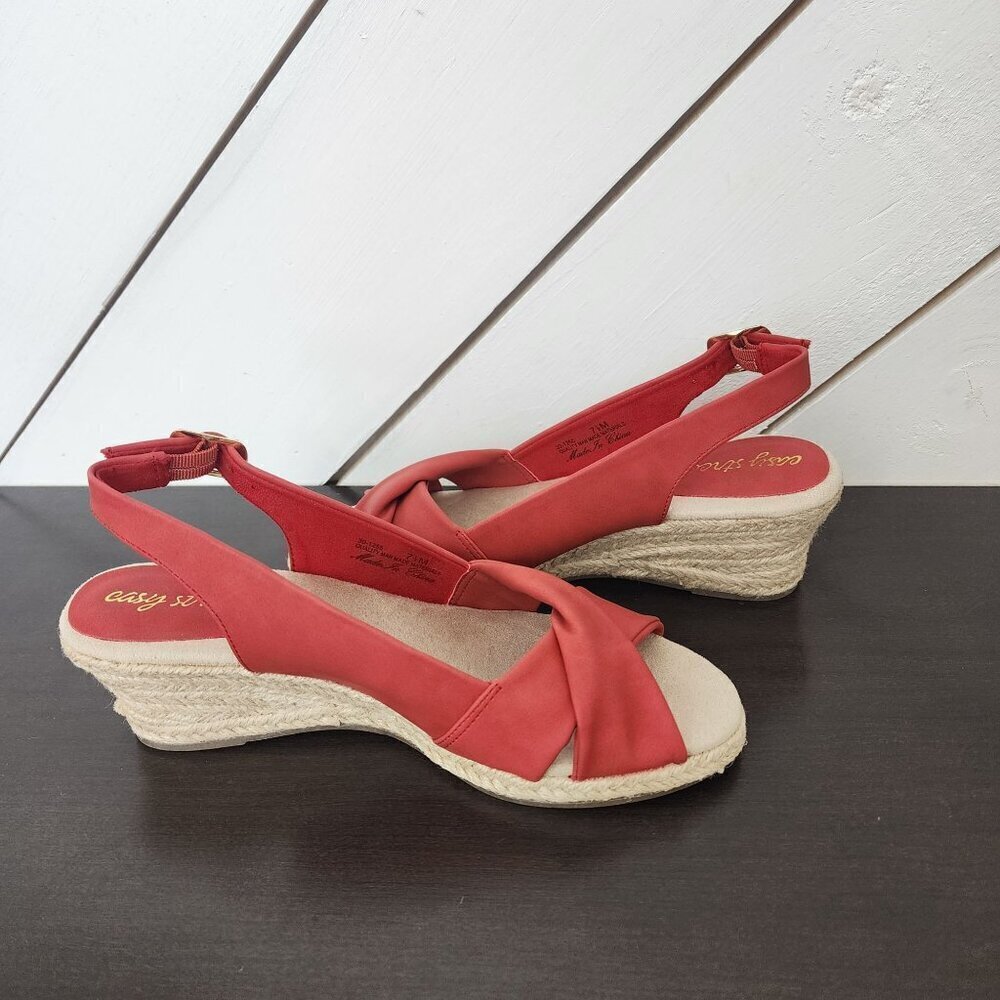 NEW Easy Street Maureen Womens 7.5 Espadrille Wedge Sandals Buckle Strap 3CT - Picture 3 of 9